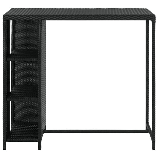Bar Table with Storage Rack Black 120x60x110 cm Poly Rattan Bar Table with Storage Rack Black 120x60x110 cm Poly Rattan
