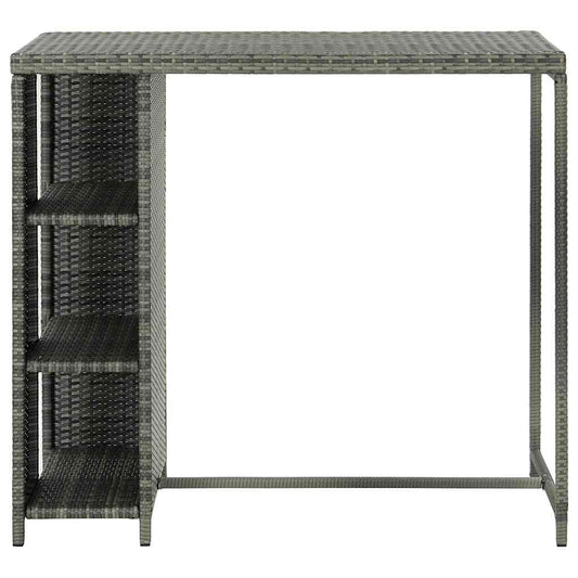 Bar Table with Storage Rack Grey 120x60x110 cm Poly Rattan Bar Table with Storage Rack Grey 120x60x110 cm Poly Rattan