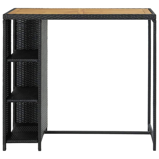 Bar Table with Storage Rack Black 120x60x110 cm Poly Rattan Bar Table with Storage Rack Black 120x60x110 cm Poly Rattan