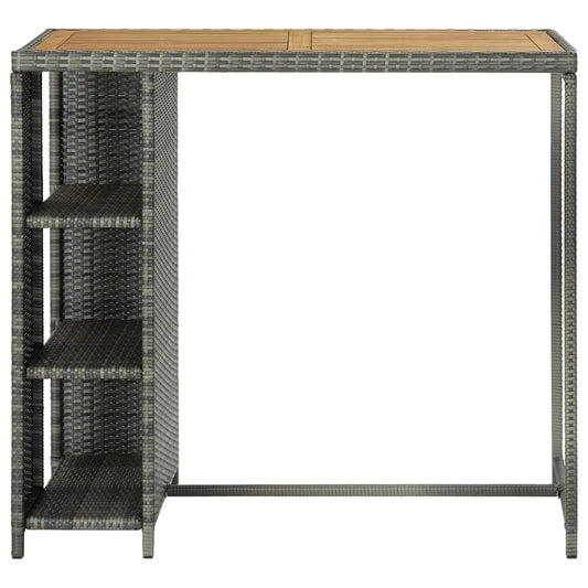 Bar Table with Storage Rack Grey 120x60x110 cm Poly Rattan Bar Table with Storage Rack Grey 120x60x110 cm Poly Rattan