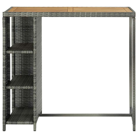 Bar Table with Storage Rack Grey 120x60x110 cm Poly Rattan Bar Table with Storage Rack Grey 120x60x110 cm Poly Rattan