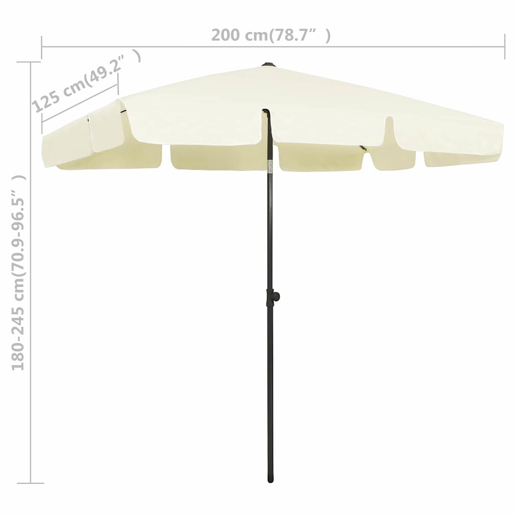 314727 vidaXL Beach Parasol Sand Yellow 200x125 cm