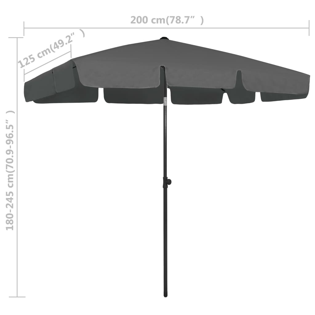Beach Parasol | Anthracite | Polyester | Large | UV-resistant materials