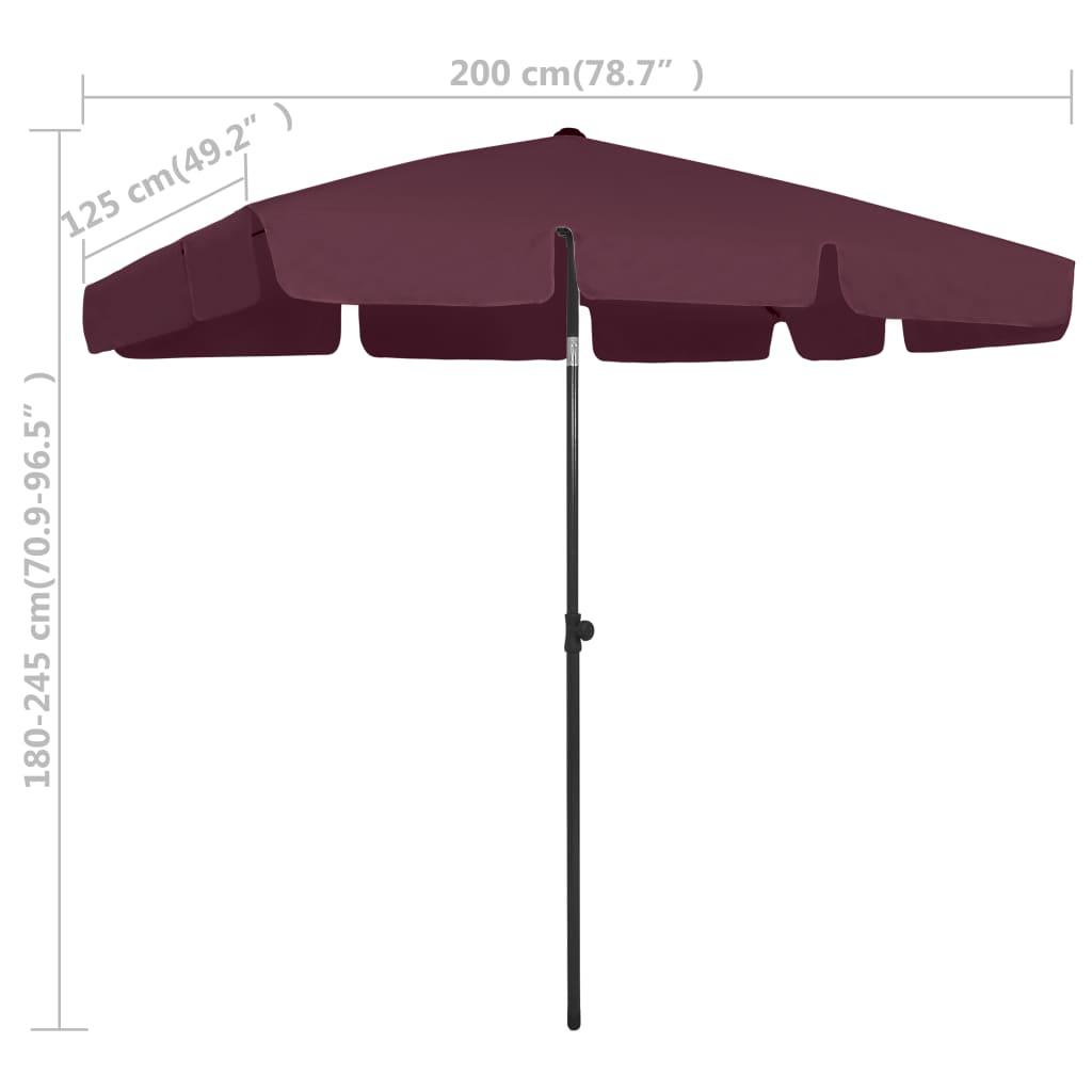 Beach Parasol | Bordeaux red | Polyester