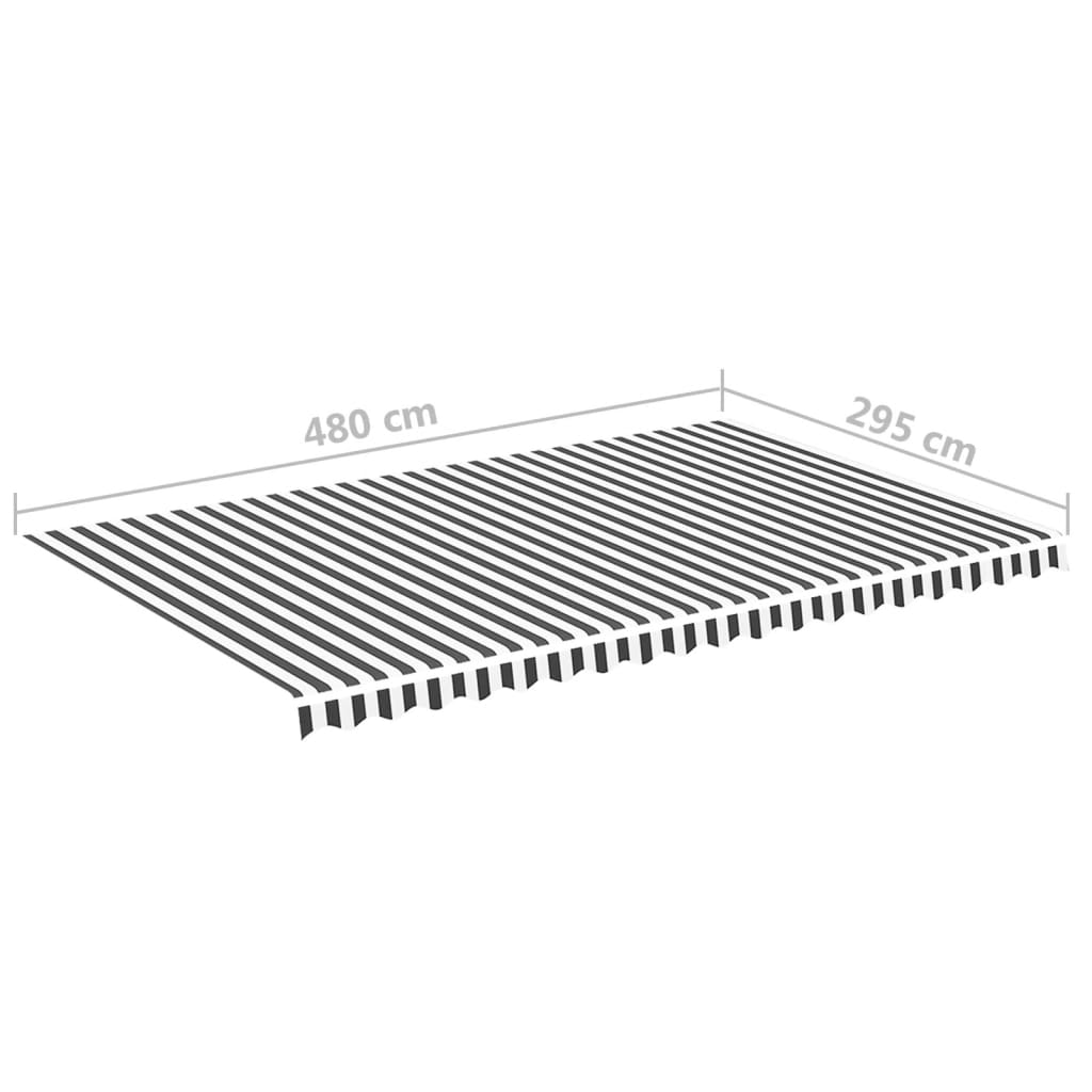Awning Replacement Fabric Anthracite and White 500x300 cm