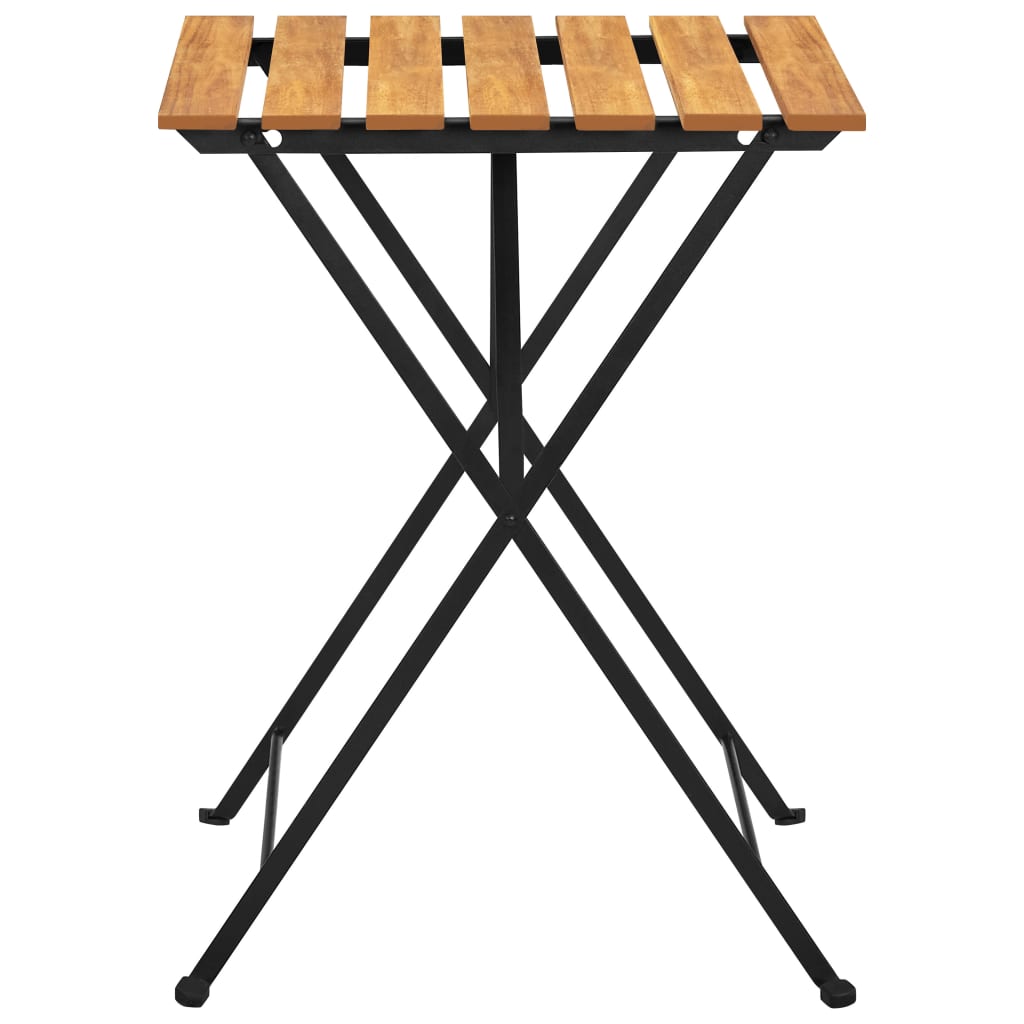 Bistro Table And Chair | Brown and Black | Solid Acacia Wood | Medium