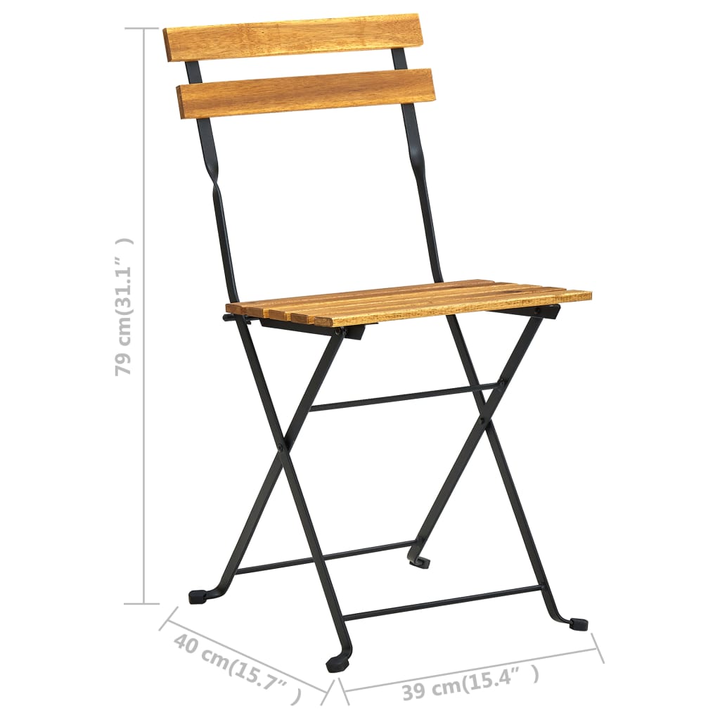 Bistro Chair | Set of 4 | Brown, Black | Solid Acacia wood, Steel