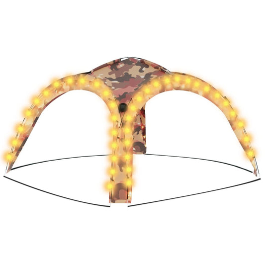 Party Tent with LED and 4 Sidewalls 3.6x3.6x2.3 m Camouflage Party Tent with LED and 4 Sidewalls 3.6x3.6x2.3 m Camouflage