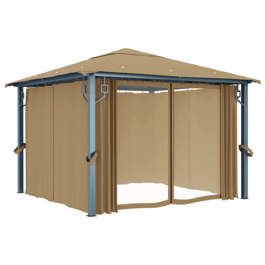 Gazebo with Curtain 300x300 cm Taupe Aluminium Gazebo with Curtain 300x300 cm Taupe Aluminium