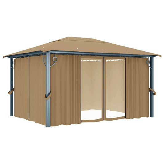 Gazebo with Curtain 400x300 cm Taupe Aluminium Gazebo with Curtain 400x300 cm Taupe Aluminium