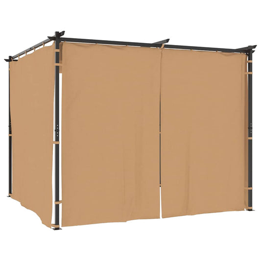 Gazebo with Curtains 3x3 m Taupe Steel Gazebo with Curtains 3x3 m Taupe Steel