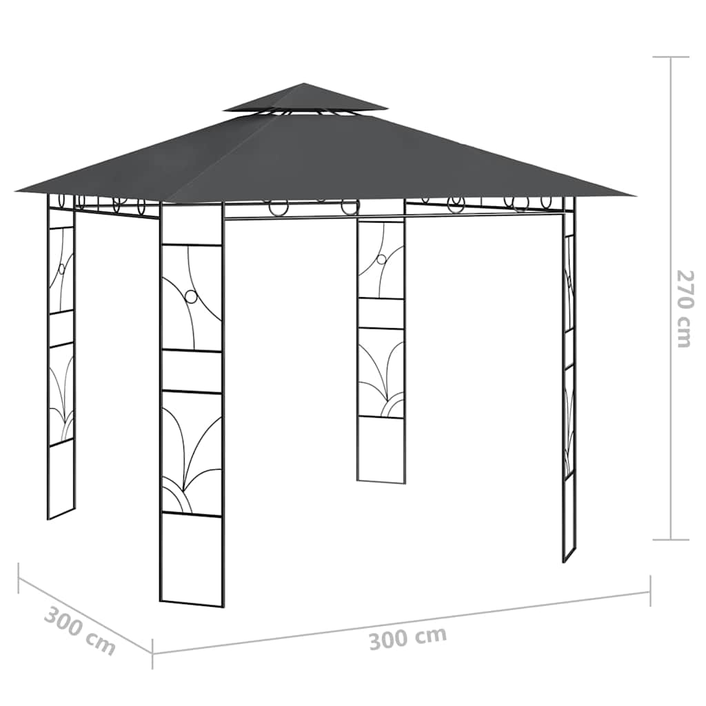 313914 vidaXL Gazebo 3x3x2,7 m Anthracite 160 g/m²