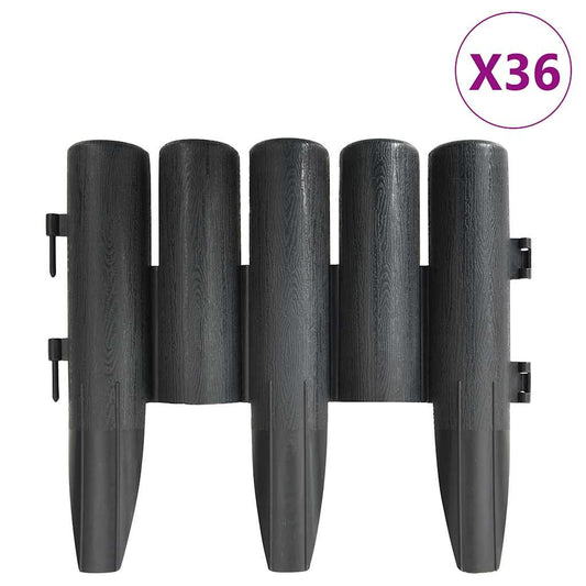 Lawn Edgings 36 pcs Anthracite 10 m PP Lawn Edgings 36 pcs Anthracite 10 m PP