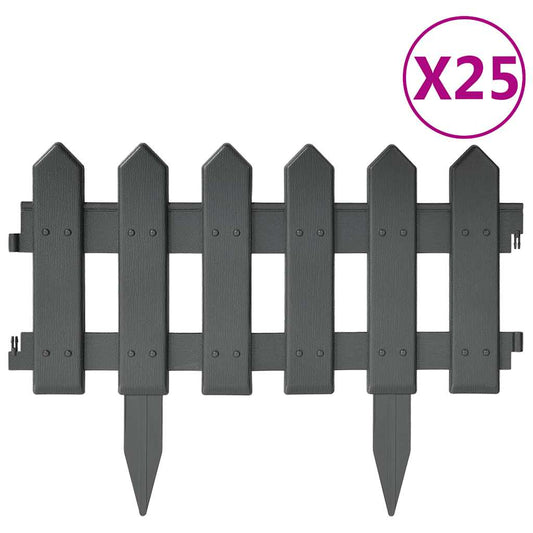 Lawn Edgings 25 pcs Anthracite 10 m PP Lawn Edgings 25 pcs Anthracite 10 m PP