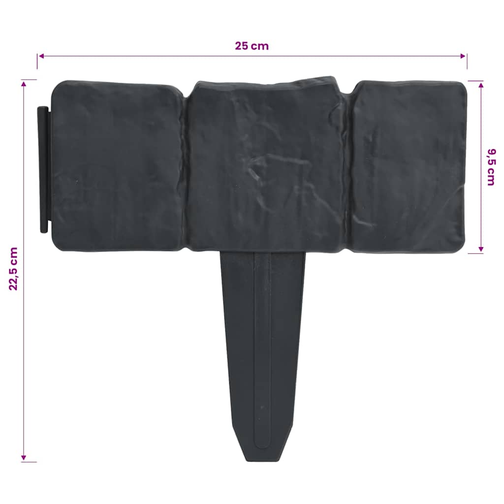 Lawn Fence Stone Look 41 pcs Plastic 10 m