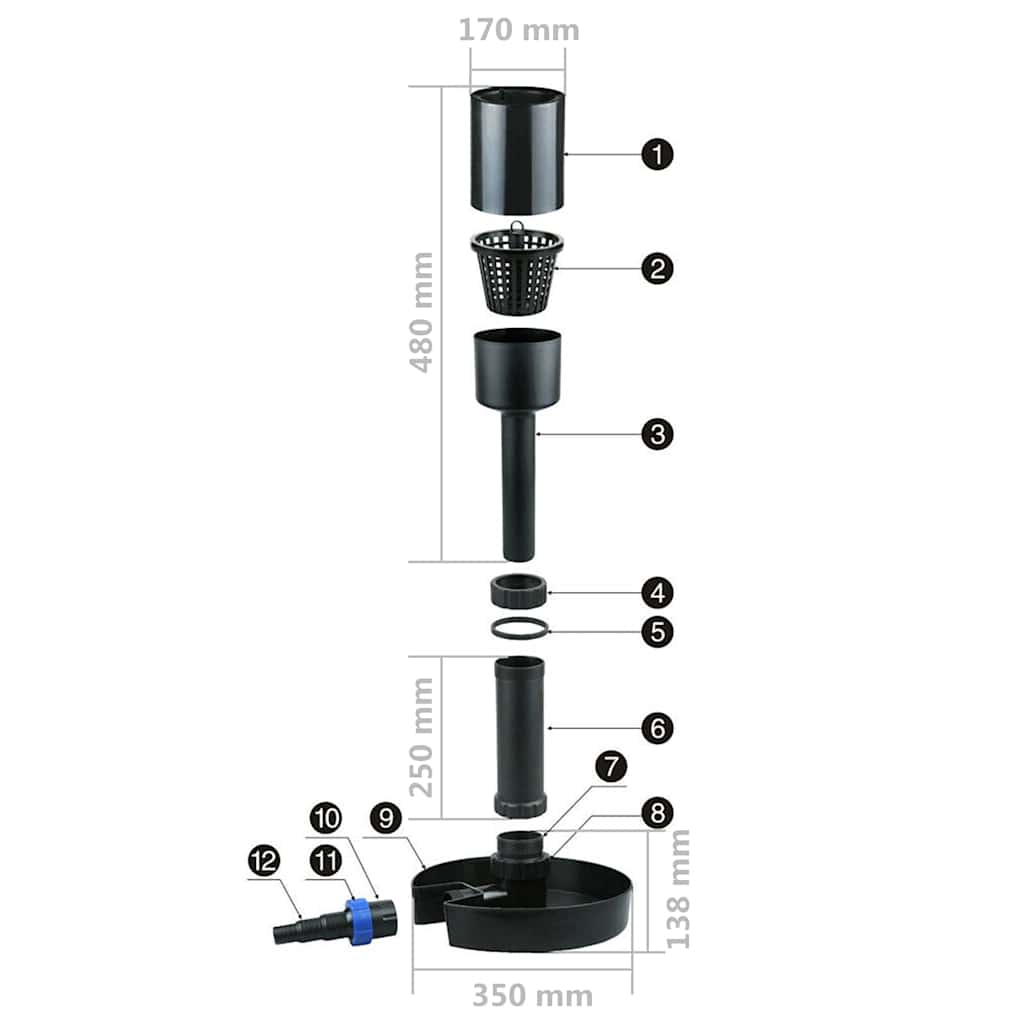 148630 vidaXL Standing Pond Water Surface Skimmer