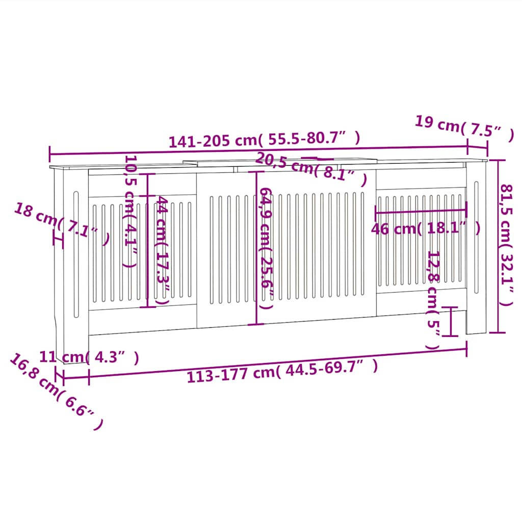 Engineered Wood Radiator Cover 205 cm