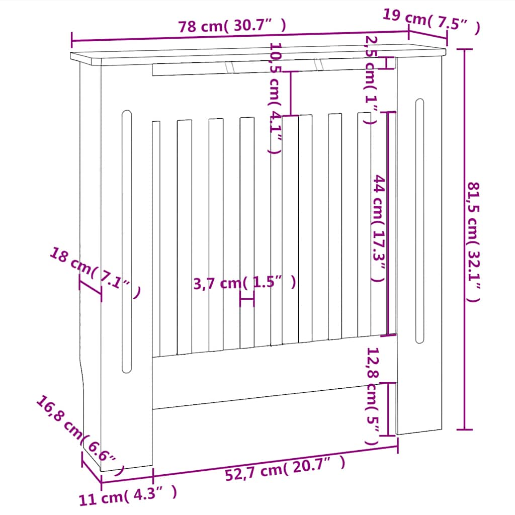 Engineered Wood Radiator Cover Grey 78 cm