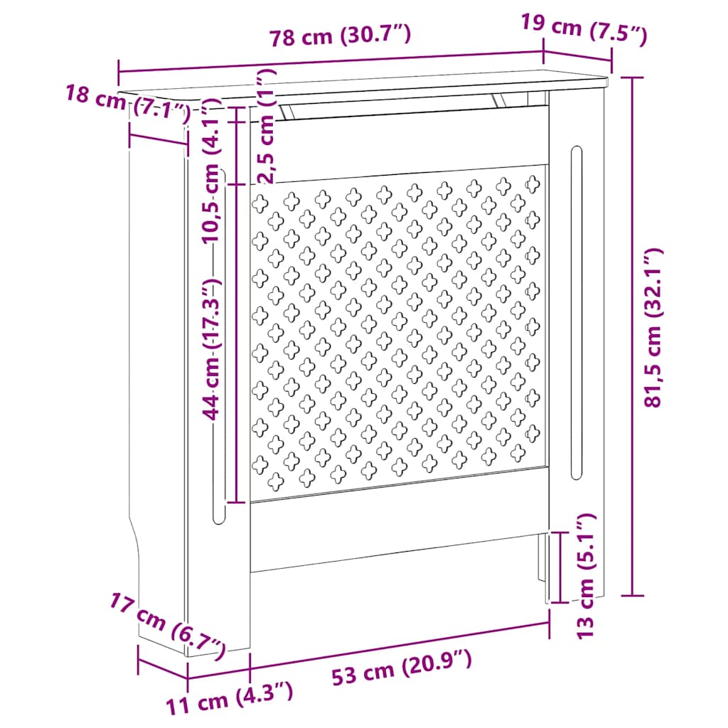 MDF Radiator Cover White 78 cm