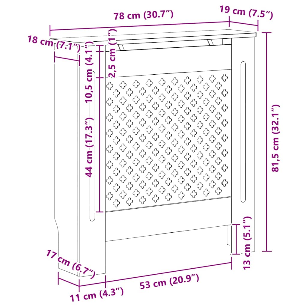325568 vidaXL MDF Radiator Cover Black 78 cm