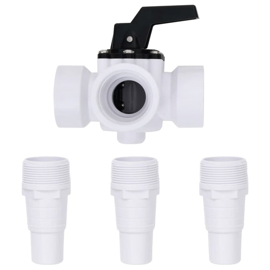 Swimming Pool 3-Way Ball Valve White and Black Swimming Pool 3-Way Ball Valve White and Black