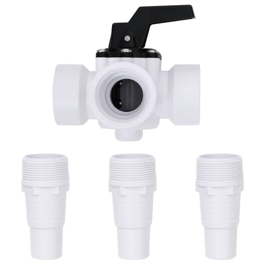 313995 vidaXL Swimming Pool 3-Way Ball Valve White and Black 313995 vidaXL Swimming Pool 3-Way Ball Valve White and Black