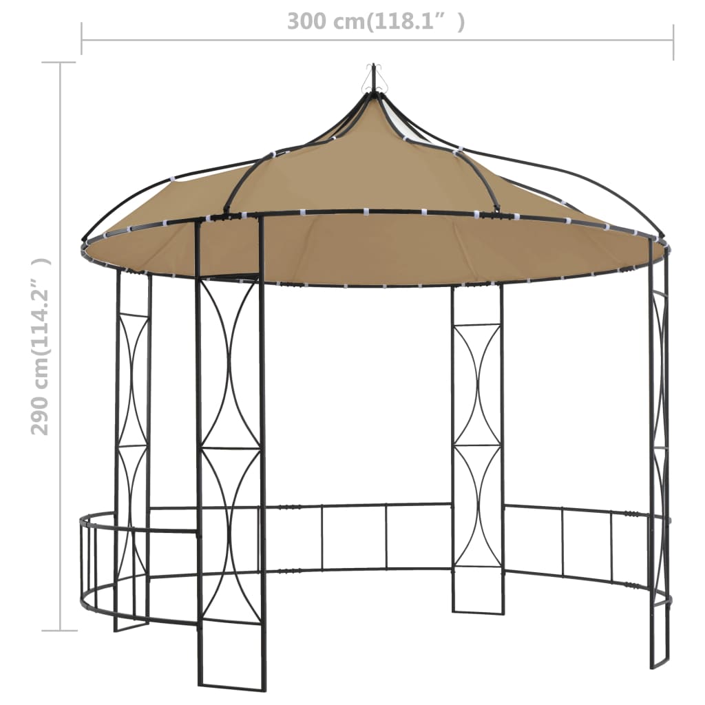 315227 vidaXL Gazebo 300x290 cm Taupe Round