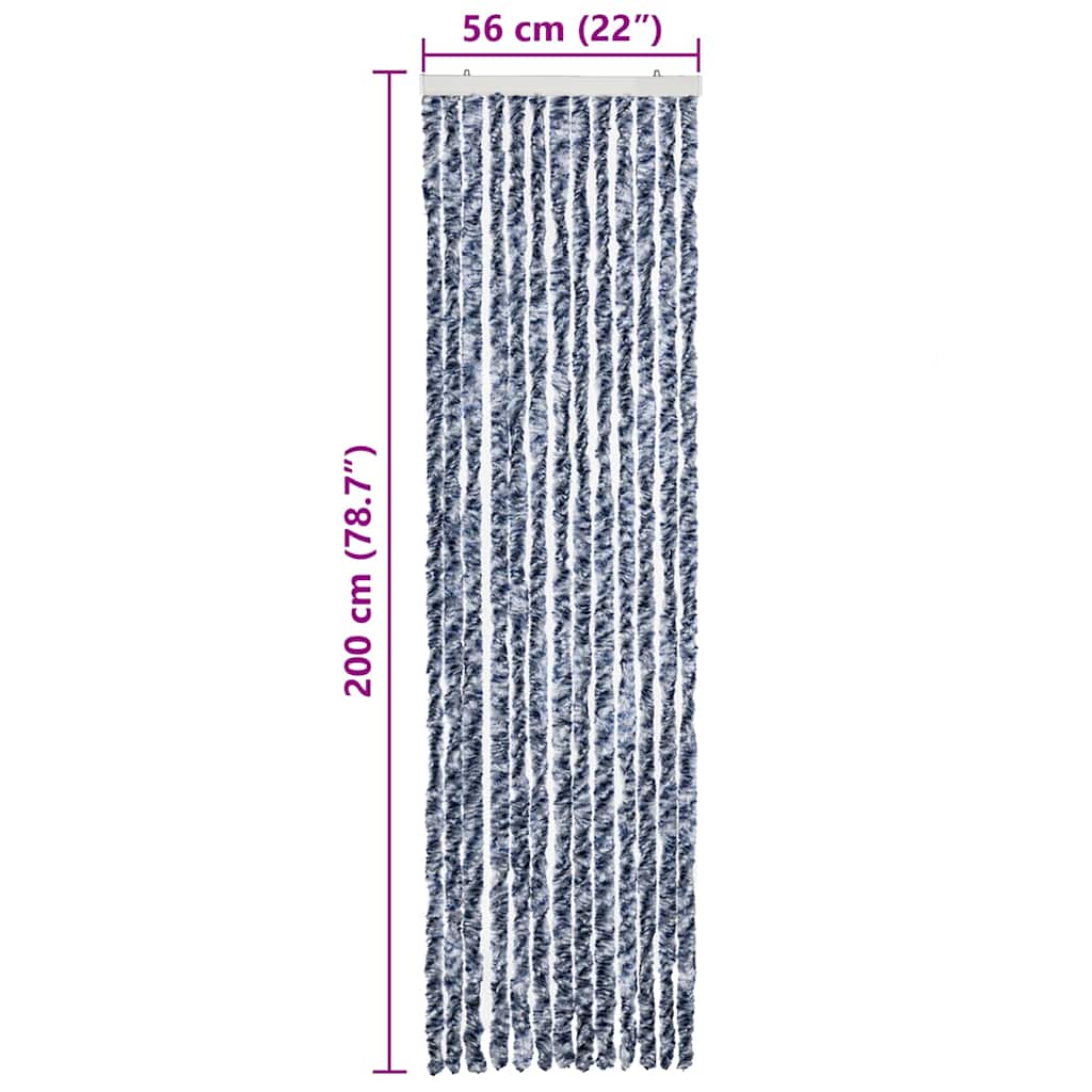 Insect Curtain Blue and White 56x200 cm Chenille