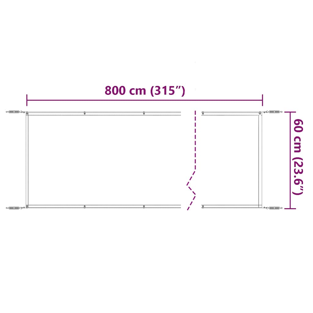 Vertical Awning Anthracite 60x800 cm Oxford Fabric