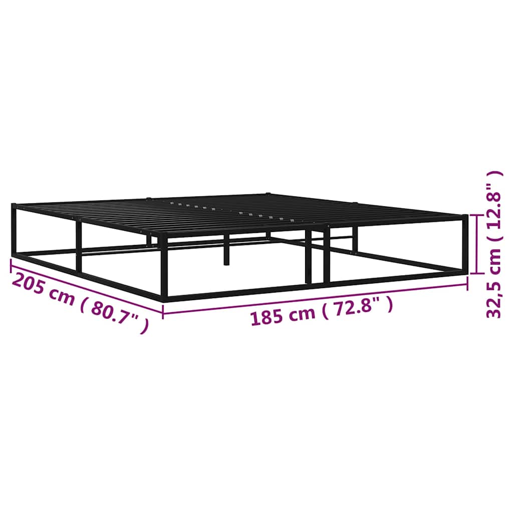 Bed Frame without Mattress Black Metal 180x200 cm