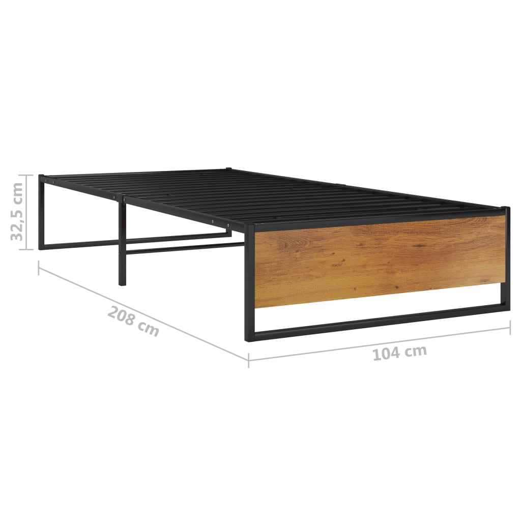Bed Frame without Mattress Black Metal 100x200 cm