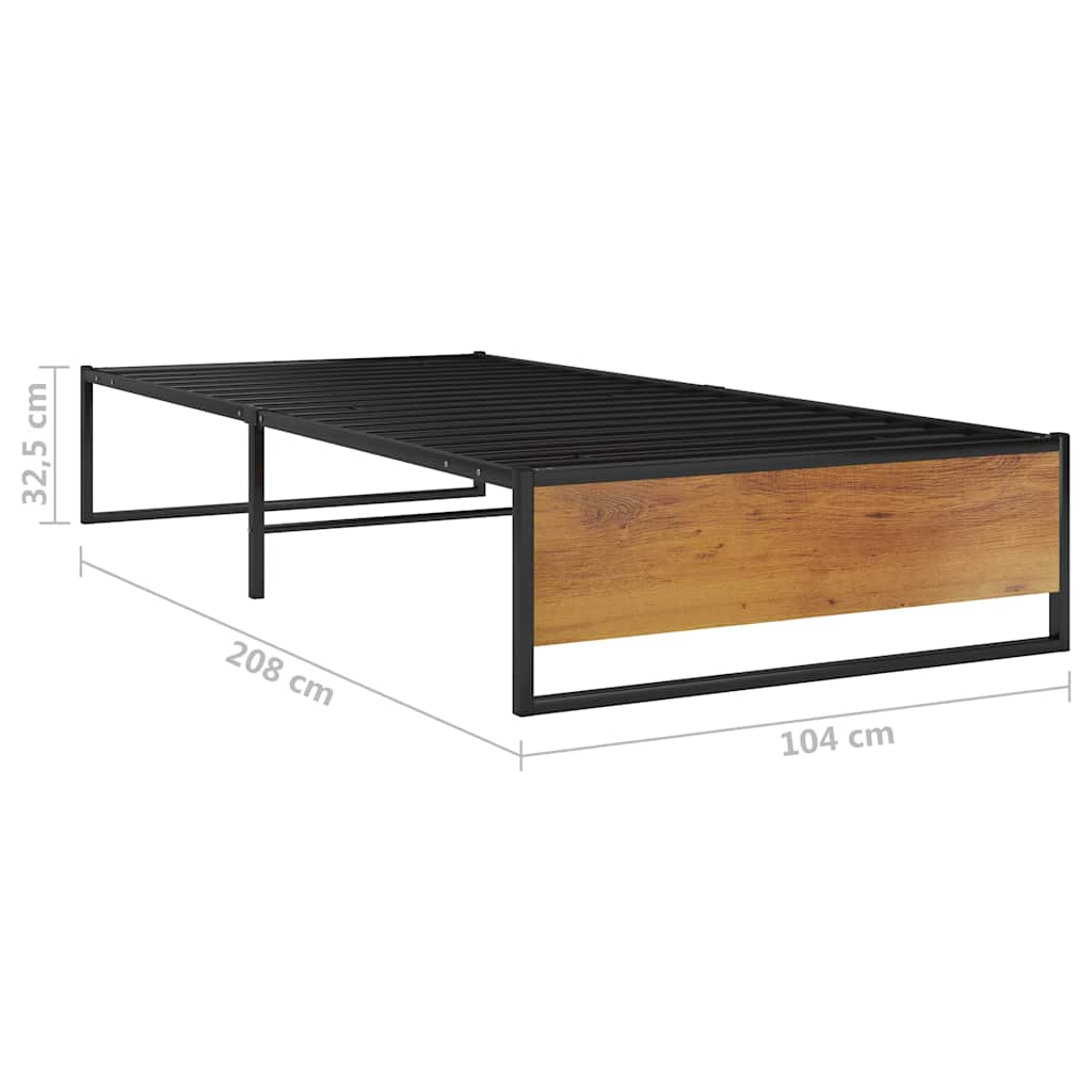 Bed Frame without Mattress Black Metal 100x200 cm