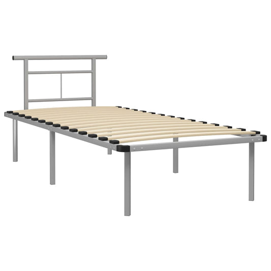 Bed Frame without Mattress Grey Metal 90x200cm Bed Frame without Mattress Grey Metal 90x200cm