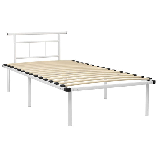Bed Frame | White | Powder-coated metal, plywood | Single bed | Durable Bed Frame | White | Powder-coated metal, plywood | Single bed | Durable