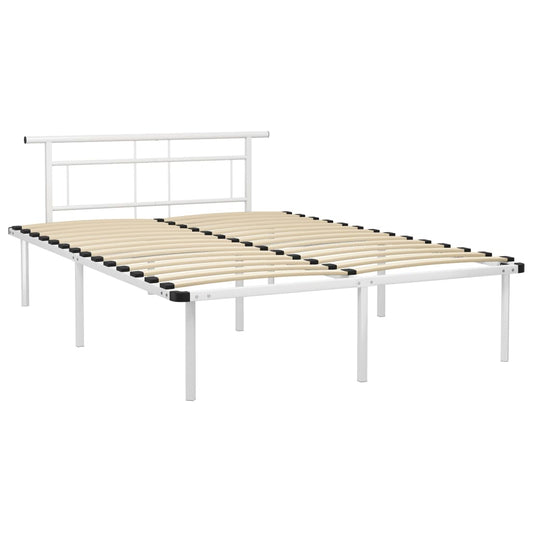 Bed Frame | White | Powder-coated metal, plywood | 140x200 cm | Durable Bed Frame | White | Powder-coated metal, plywood | 140x200 cm | Durable