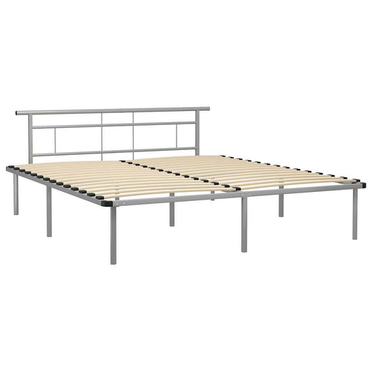 Bed Frame without Mattress Grey Metal 200x200cm Bed Frame without Mattress Grey Metal 200x200cm
