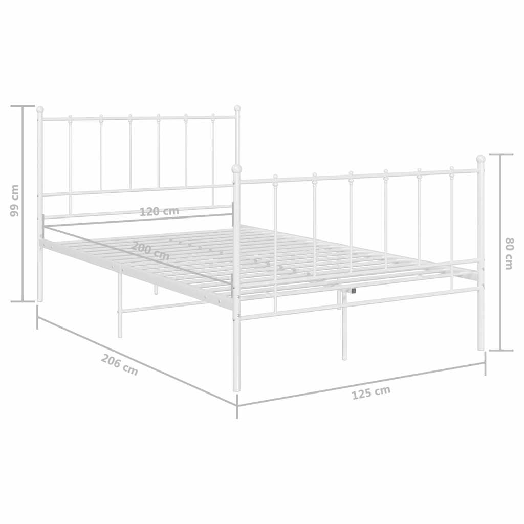 Bed Frame without Mattress White Metal 120x200 cm