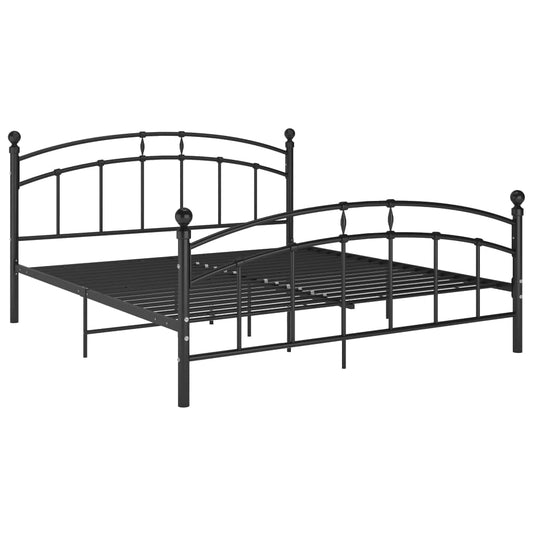 Bed Frame with Headboard without Mattress Black 160x200 cm Metal Bed Frame with Headboard without Mattress Black 160x200 cm Metal