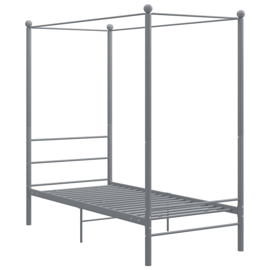 Canopy Bed Frame without Mattress Grey Metal 90x200 cm Canopy Bed Frame without Mattress Grey Metal 90x200 cm