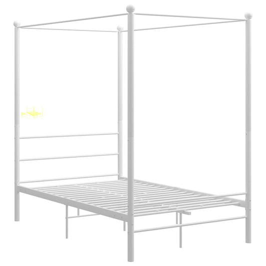 Bed Frame with Canopy without Mattress White 140x200 cm Metal Bed Frame with Canopy without Mattress White 140x200 cm Metal