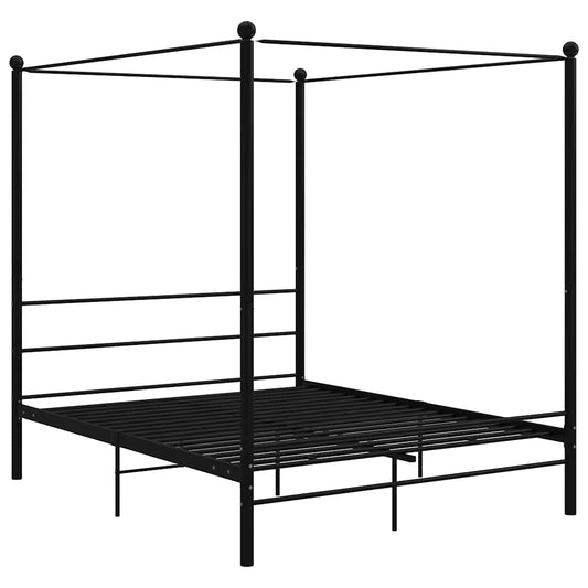 Bed Frame with Canopy without Mattress Black 160x200 cm Metal Bed Frame with Canopy without Mattress Black 160x200 cm Metal