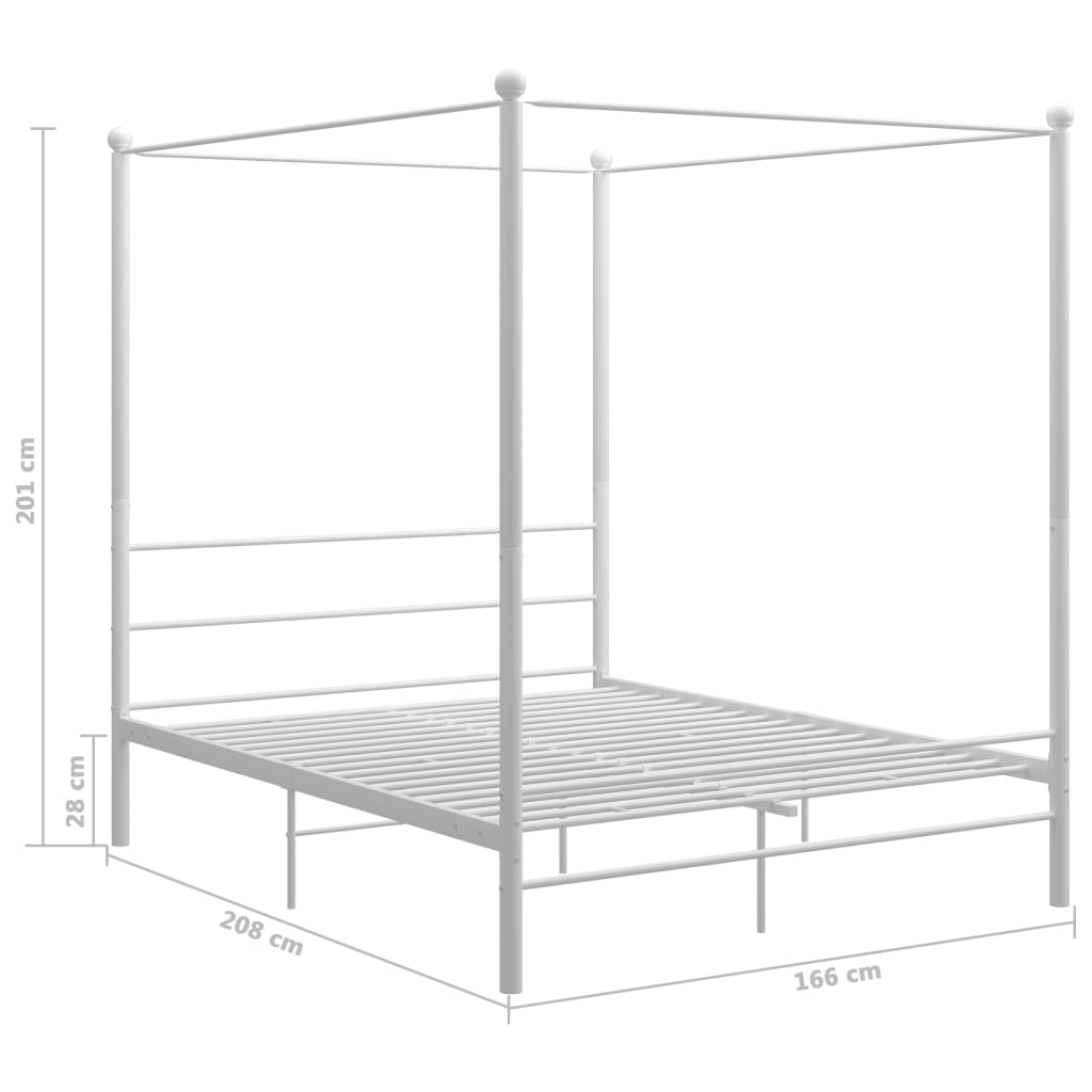 Bed Frame with Canopy without Mattress White 160x200 cm Metal