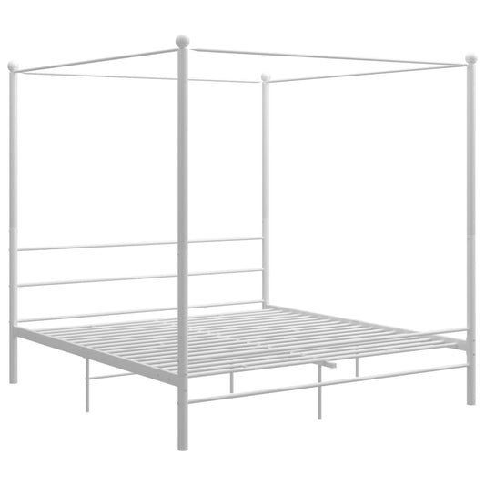 Bed Frame | White | Powder-coated metal | 200x200 cm | Durable Bed Frame | White | Powder-coated metal | 200x200 cm | Durable