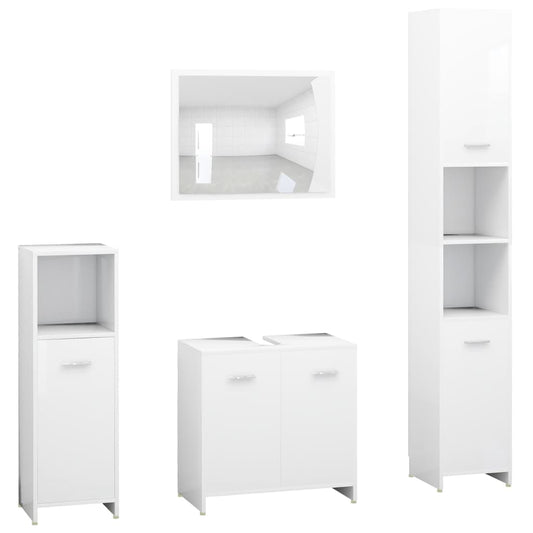 4 Piece Bathroom Furniture Set White Engineered Wood 4 Piece Bathroom Furniture Set White Engineered Wood