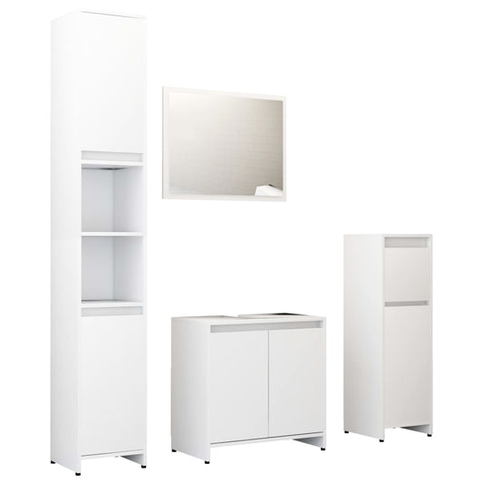 4 Piece Bathroom Furniture Set White Engineered Wood 4 Piece Bathroom Furniture Set White Engineered Wood