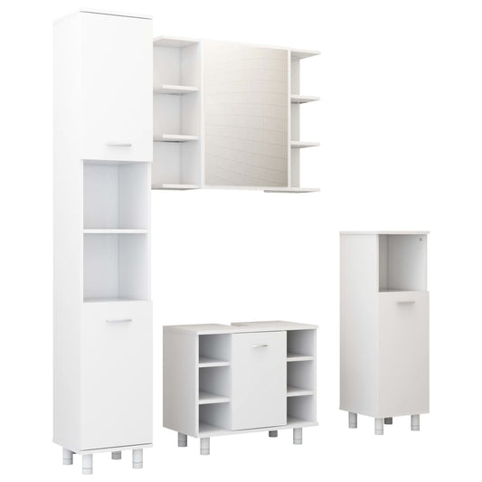 4 Piece Bathroom Furniture Set White Engineered Wood 4 Piece Bathroom Furniture Set White Engineered Wood