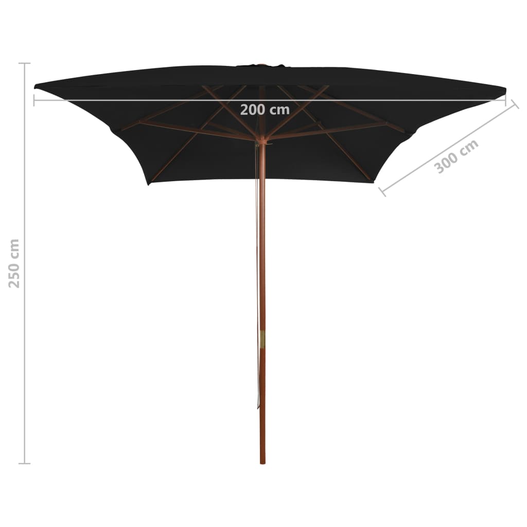 Garden Parasol | Black | Polyester cover, Bamboo pole, Hardwood ribs