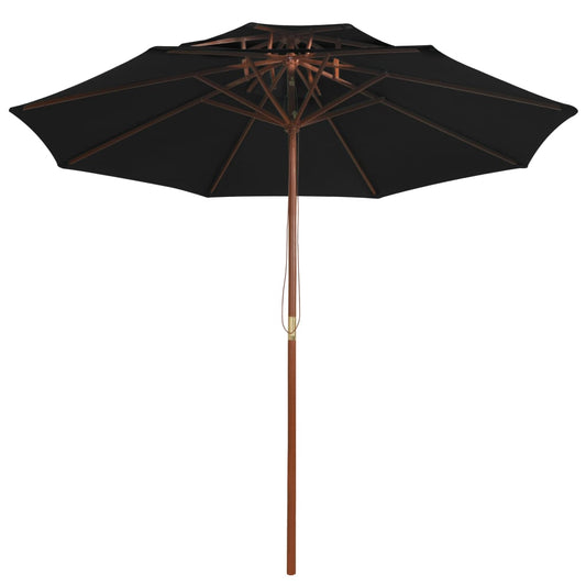 Double Decker Parasol with Wooden Pole Black 270 cm Double Decker Parasol with Wooden Pole Black 270 cm