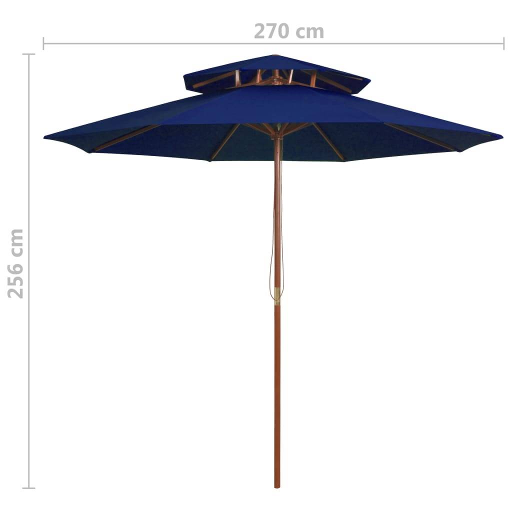 Garden Parasol | Blue | Polyester Fabric, Laminated Bamboo, Hardwood