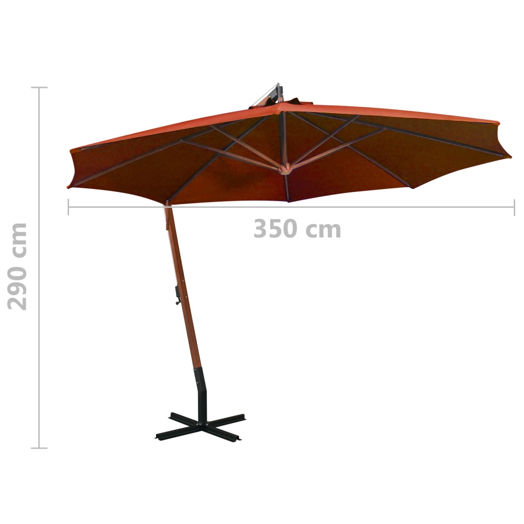 Hanging Garden Parasol | Terracotta | Solid Fir Wood | Large